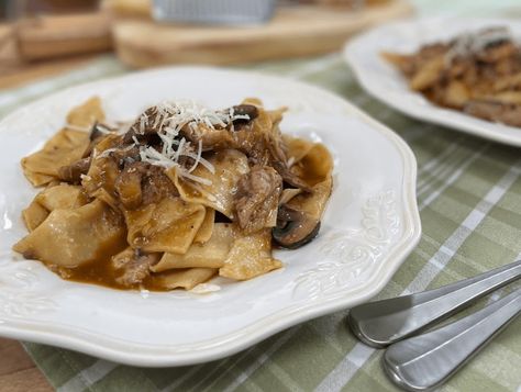 Just wanted to share this delicious recipe from Lidia Bastianich with you - Buon Gusto! Fuzi with Chicken Ragù Lidia Pasta Recipes, Lydia Bastianich Recipes, Lidias Italy Recipes Italian Foods, Lidias Kitchen, Lidia Bastianich Meatloaf With Ricotta, Lidia Bastianich Recipes, Lydia Italian Cooking Lidia Bastianich, Lidia Bastianich Pappardelle, Chicken Ragu