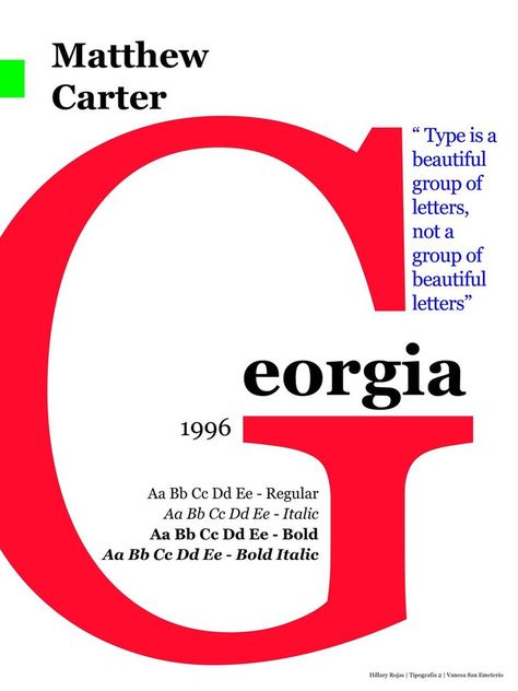 Georgia typeface (Matthew Carter) Matthew Carter Typography, Georgian Typography, Typography Anatomy Poster, Georgia Font, Expressive Type Poster, Font Anatomy, Anatomy Of Typography, Matthew Carter, Typeface Poster