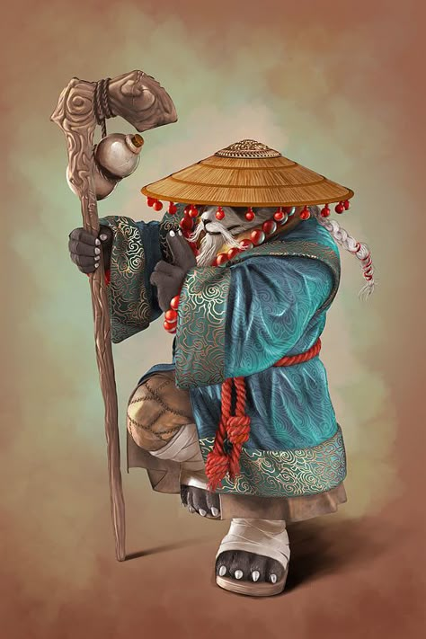 Dnd Monkey Character, Monkey Warrior, Pandaren Monk, Panda Warrior, Panda Concept Art, Monkey Warrior Character Design, Panda Warrior Art, Japanese Animals, Ninja Art