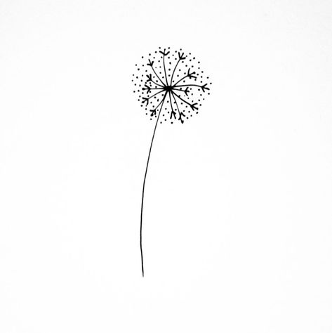 Simple black and white dandelion doodle. Dandelion Doodle Simple, Small Black And White Drawings, Black And White Simple Tattoos, Black Line Drawing Simple, Dandelion Simple Drawing, Dandelion Illustration Simple, Simple Whiteboard Drawings, Poooli Print Ideas, Dandelion Tattoo Design Simple