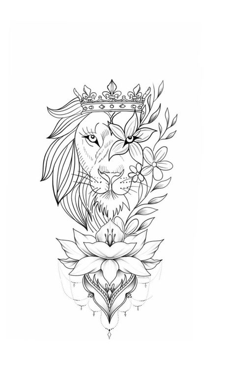 Queen Lioness Tattoo, Women Tattoo Stencil, Leona Tattoo, Lion King Decorations, Lioness Tattoo Design, Lion Nursery Art, Mandala Tattoos For Women, Lion Art Tattoo, Lioness Tattoo