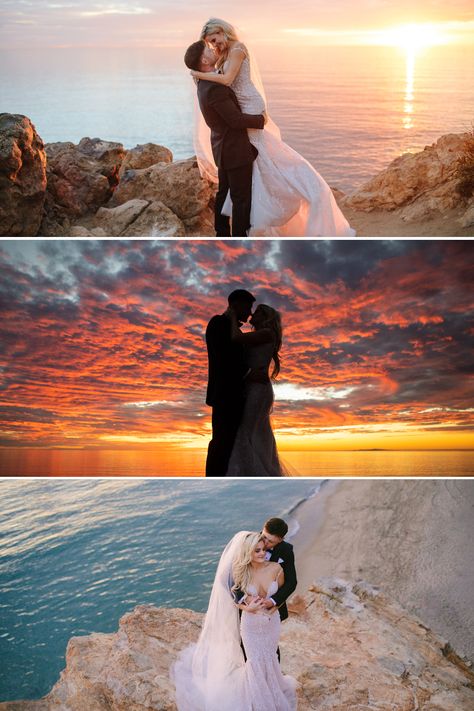 California beach Elopement Malibu Elopement, Elopement Pictures, Elopement Hawaii, El Matador Beach, Best Places To Elope, Joshua Tree Elopement, Yosemite Elopement, Places To Elope, Colorful Sunset