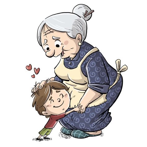 Little boy hugging his grandmother Premi... | Premium Vector #Freepik #vector #people #baby #love #children Childhood Painting, Cartoon Grandma, Boy Illustration, Family Cartoon, Baby Drawing, Painting People, Family Illustration, Grandparents Day, Childrens Illustrations