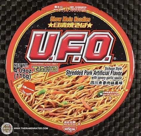 #3961: Nissin UFO Chow Mein Sichuan Shredded Pork - Hong Kong Pork Chow Mein, Seafood Ramen, Cup Ramen, Chinese Sausage, Bubble Gum Flavor, Chow Mein Noodles, Fresh Groceries, Shredded Pork, Spicy Beef