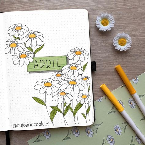 If you're looking for April bullet journal cover page ideas, here's a collection of creative April bullet journal covers perfect for spring. I love the flower bullet journal page. It gives me so much inspiration for my next bujo cover! Journal D'inspiration, April Bullet Journal, Bullet Journal Month, Bullet Journal 2020, Bullet Journal Cover Page, Bullet Journal Cover Ideas, Bullet Journal Ideas, Bullet Journal Mood, Bullet Journal Aesthetic