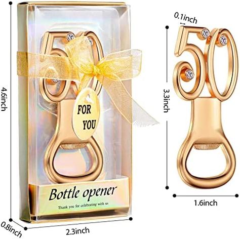 Ships within 24 Hours or Less! Buy This Product Form Our Website For Your Amazing Party! 36 Pieces 50th Bottle Openers Golden Birthday Bottle Opener with Present Box Packing for 50th Birthday Party Favors 50th Wedding Anniversary Party Souvenirs Decorations Bottle Opener (Gold Package) Shop at... 50th Birthday Party Favors, Party Souvenirs, Birthday Bottle, 50th Wedding Anniversary Party, Present Box, Golden Birthday, Wedding Anniversary Party, Box Packing, 50th Wedding Anniversary