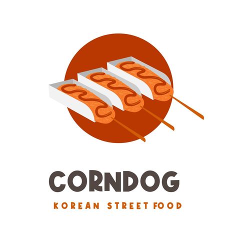 Corndog Illustration, Corndog Logo, Street Food Illustration, Dog Logos Ideas, Pizza Roll Up, Vietnamese Street Food, Food Logo Design Inspiration, Mexican Street Food, Japanese Street Food