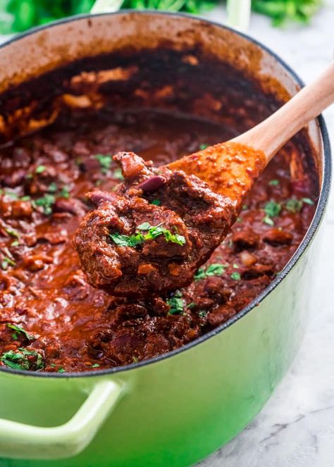 Chili With Dried Peppers, Dried Chili Peppers Recipes, Taco Spaghetti Squash, Chuck Short Ribs, Short Rib Chili, Spaghetti Squash Boats, Squash Boats, Chilli Recipe, Leftover Chili