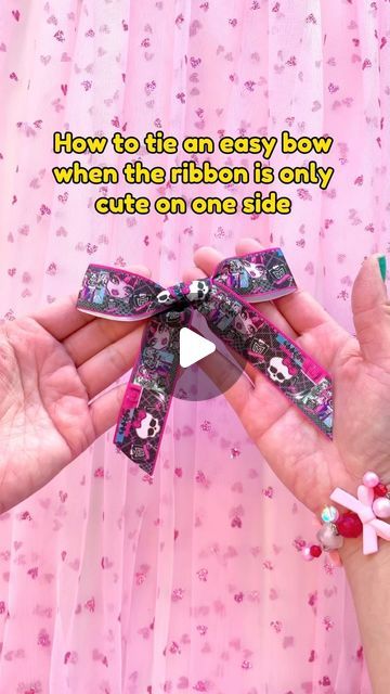 Amy Doan on Instagram: "Okay here’s the How to tie an easy bow when the ribbon is only cute on one side tutorial cuz you guys said I’m doing it too fast in my videos lol 🎀 #bowtutorial #monsterhigh #draculaura #crafting" How To Do A Bow, Easy Bow, Do Cute, Bow Tutorial, January 27, Cute Bows, How To Make Bows, One Sided, Monster High