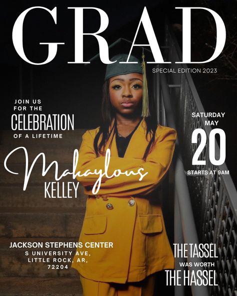 Graduation Party Flyer, Grad Shoot Ideas, Graduation Class Of 2023, Flyer Graphic Design, Graduation Invitation Design, Graduation Things, High School Graduation Pictures, Instagram Magazine, Graduation Board