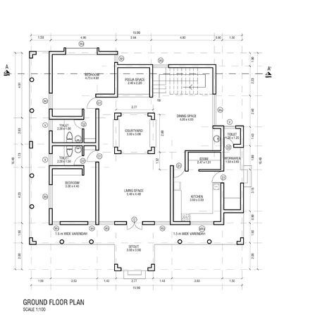 Nalukettu Houses Kerala Modern, Nallukettu House Plan, Kerala House Floor Plans, Indian Courtyard House Plans, Courtyard House Plans Indian Traditional, Traditional Courtyard Design, Kerala House Plans With Courtyard, Nallukettu House Kerala, Kerla Design House