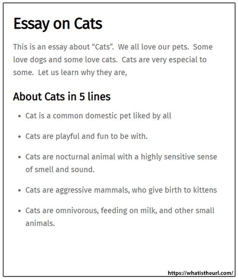 Essay on Cats Reading Comprehension For Kids, Informative Essay, About Cats, All Love, Reading Comprehension, My Favourite, Education, Let It Be, Writing