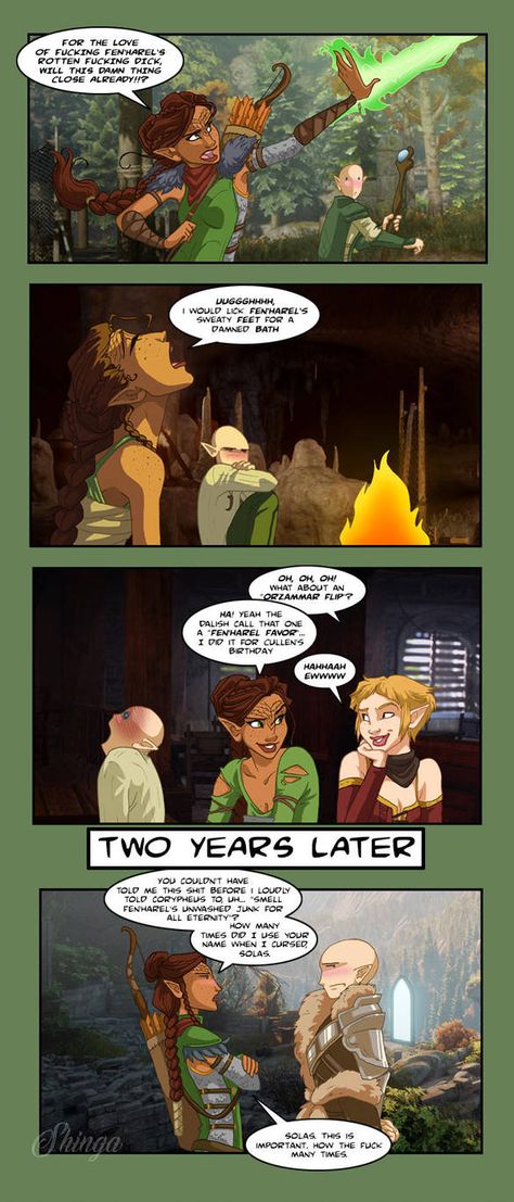 Fen'Harel's Awkwardness by shinga Dragon Age Comics, Dragon Age Solas, Solas Dragon Age, Dragon Age Memes, Dragon Age Funny, Dragon Age Romance, Funny Dragon, Dragon Age 3, Dragon Age Games