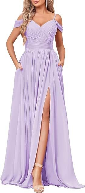 Amazon.com: Lilac Bridesmaid Dresses Prom Dresses Long A Line, Flowy Prom Dresses, Flowy Bridesmaid Dresses, Burgundy Bridesmaid Dresses Long, Lavender Bridesmaid Dresses, Lilac Bridesmaid Dresses, Beach Bridesmaid Dresses, Split Prom Dresses, One Shoulder Prom Dress