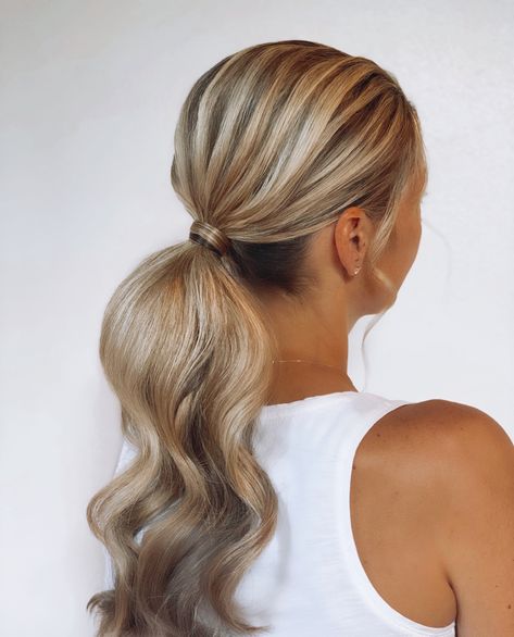 Bridal Hair Ponytail Glamour Bridesmaid Wedding Slick Pony Bridesmaid, Curled Low Ponytail Prom, Bride Hairstyles Ponytail Curls, Debs Hair Updo, Ponytail Updo Wedding Bridesmaid Medium Length, Low Pony Prom Hair, Bridal Low Ponytail With Veil, Party Pony Hairstyle Wedding, Low Curled Ponytail