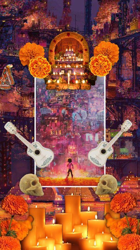 Coco #coco #pixar #pixarcoco #aesthetic #diadelosmuertos #disney #disneyaesthetic Coco Movie, Coco Disney, Movie Collage, Disney Aesthetic, Digital Art Illustration, Concept Architecture, Movie Art, Disney Wallpaper, Create Collage