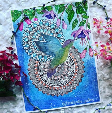 #hummingbirds #hummingbirdcrew #birds #mandala #mandalatattoo #mandalaart #mandaladesign #glitter #watercolor #arteza #flowers #blue Hummingbird Mandala, Bird Mandala, Glitter Watercolor, Color Mandala, Mandala Art Therapy, Mandala Art Lesson, Mandala Artwork, Madhubani Painting, Flowers Blue