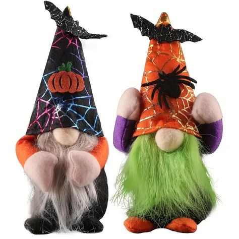 Handmade Gnomes, Halloween Gnomes, Halloween Gnome, Pumpkin Spider, Gnome Ornaments, Halloween Doll, Halloween Spider, Halloween Celebration, Halloween Fashion