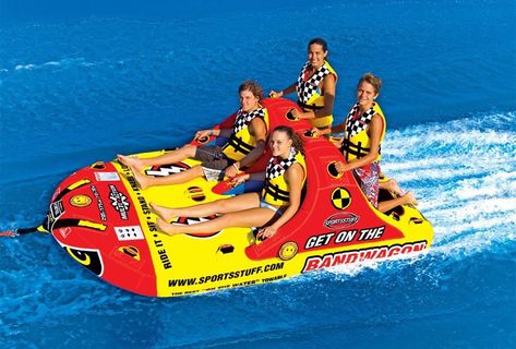 Click here to see what the best 4-person towable inflatable tubes are for pontoon boats. I have reviewed a great selection, with the emphasis being on safety which is so important when towing riders and especially kids. Lake Rafts, Water Floats, Boat Tubes, Lake Toys, Cool Pool Floats, Lake Fun, Lake Ideas, Lake Days, Deck Boat