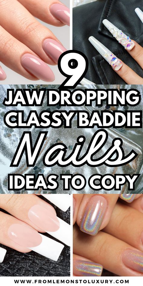 Bougie Nails Acrylic, Nails Acrylic Coffin Long Baddie, Glamour Nails Designs, Quiet Luxury Nails, Classy Long Nails, Luxe Nails, Classy Baddie Nails, Classy Baddie, Diva Nails