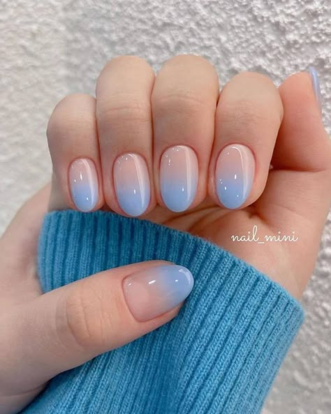 Blue Ombre Nails, Chic Nail Designs, Cute Simple Nails, Nail Design Inspiration, Ombre Nail Designs, Blue Nail Designs, Bleu Pastel, Nail Forms, Pastel Nails