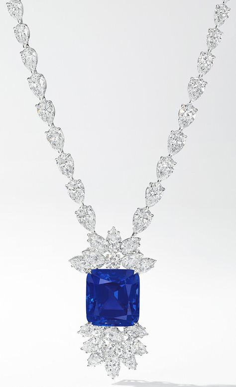 STUNNING SAPPHIRE AND DIAMOND PENDENT NECKLACE: Cushion-cut unheated Ceylonese sapphire of 52.88 carats, pear brilliant-cut diamonds of 1.32 to 0.40 carat, round brilliant-cut diamond of 0.60 carat, round diamond, platinum, signed Ronald Abram, numbered. *Price realised HKD 10,530,000 Estimate HKD 7,000,000 – HKD 10,000,000 Closed: 28 Nov 2022 Diamond Pendent, Pendent Necklace, Round Brilliant Cut Diamond, Cushion Cut, Round Brilliant Cut, Brilliant Cut Diamond, Round Brilliant, Round Diamond, Round Diamonds