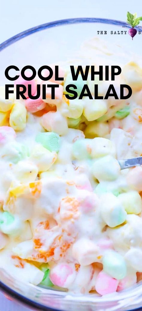 Fruit Salad Fluff, Cool Whip Fruit Salad, Fruit Salad Cool Whip, Kid Friendly Side Dishes, Fruit Salad With Marshmallows, Salads For Kids, Fluff Salad Recipes, Ambrosia Fruit Salad, Homemade Marshmallow Recipe