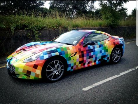 50 Interesting Custom Car Wraps - Page 16 of 57 - Van, Truck and Car Wraps Tesla Wrap, Rainbow Checkered, Vehicle Signage, Vehicle Wrap, Ferrari California, Car Wrapping, Car Wrap Design, Car Wraps, Vehicle Wraps