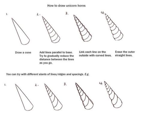 how-to-draw-unicorn-horns-step-by-step-diy-tutorial-in-4-steps-how-to-draw-a-unicorn-with-wings Unicorn Horn Drawing, Pencil Art Drawings Easy, Drawings Easy For Kids, Animal Drawings For Kids, Christmas Drawings Easy, Art Drawings Easy, Draw A Unicorn, Animals Step By Step, Unicorn Emoji