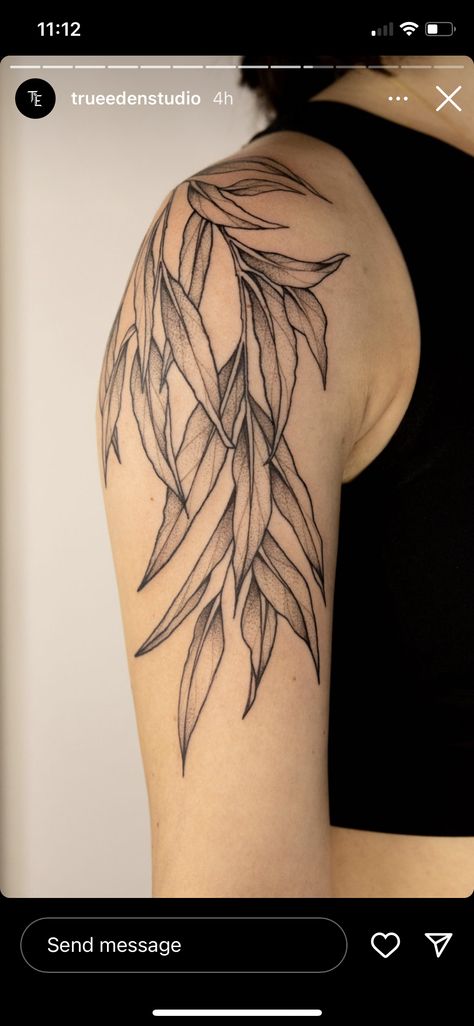 Weeping Willow Tattoo, Willow Tattoo, Tree Branch Tattoo, Willow Tree Tattoos, Branch Tattoo, Shoulder Arm Tattoos, Black Girls With Tattoos, Modern Tattoos, Weeping Willow