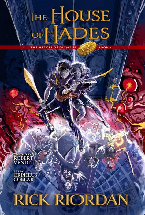 The House of Hades is the upcoming graphic novel adaption of The House of Hades.[1] TBA The House of Hades is the first graphic novel in the Rick Riordan series to be announced at the end of the previous graphic novel. This novel will be released on the same day as Wrath of the Triple Goddess. Annabeth And Percy, The Mark Of Athena, The House Of Hades, House Of Hades, Mark Of Athena, Kids Novels, Percy And Annabeth, Kane Chronicles, The Underworld