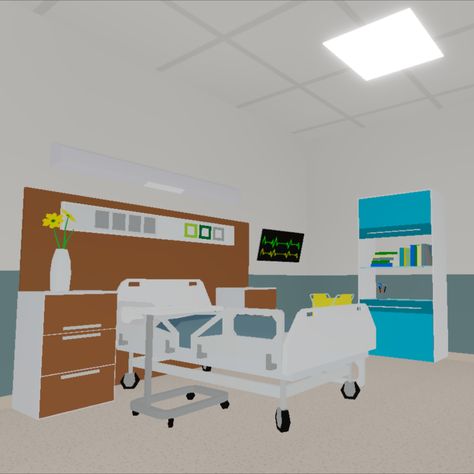 4 screenshots from the Roblox game called Maple Hospital. In my opinion, the game is well built because there are many functions in the game our characters can use! It also has a beautfiul and aesthetic interior design to the hospital. 🏥 Roblox Hospital, Bloxburg Hospital, Maple Hospital, Hospital Games, Aesthetic Interior Design, Farmhouse Architecture, Aesthetic Interior, Bloxburg Ideas, Hospital Room