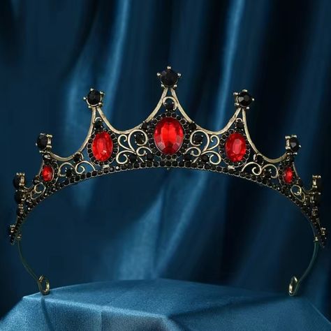 New Never Used Black And Red Crown, Vampire Crown, Dinner Makeup, Tiara Hair, Red Hots, Hair Accessories Wedding, Royal Tiaras, Red Crown, Quince Ideas