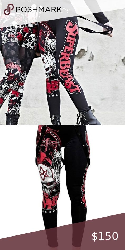 Rob Zombie Superbeast X Killstar leggings black Medium NWT Rob Zombie, Black Media, Black Leggings, Trousers, Leggings, Size Medium, Fashion Dresses, Fashion Design, High Quality