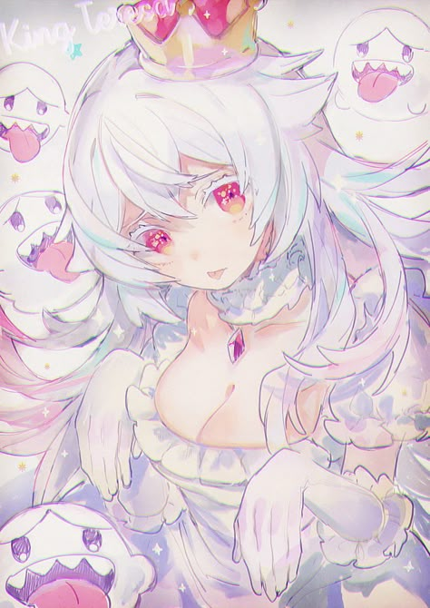 Boosette Fanart Icon, Princess Boo Fanart, Boo Fanart Mario, Queen Boo Cosplay, Queen Boo Fanart, Queen Boo Pfp, Mariolore Fanart, Booette Icon, Super Crown Characters