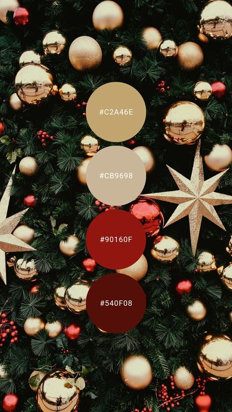 Colors That Match Maroon, Christmas Aesthetic Red And Gold, Red White And Gold Color Palette, Christmas Tree Ideas Red Gold Green, Red Green Gold Color Palette, Holiday Party Color Palette, Alternative Christmas Color Palette, Christmas Pantone Colour Palettes, Neutral Christmas Colors