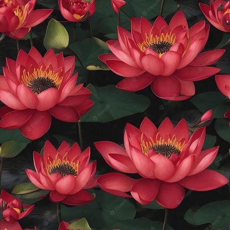 Red Lotus Aesthetic, Lotus Aesthetic, Red Lotus Flower, Lotus Flower Painting, Art Studio Room, Red Lotus, Indian Home Design, Studio Room, Flowers Pattern