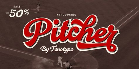 Pitcher font download Baseball Font, Terry Bogard, Fonts For Invitations, Font Sans Serif, Sports Fonts, Fonts Graphic Design, Sticker Making, Font Serif, Trendy Fonts