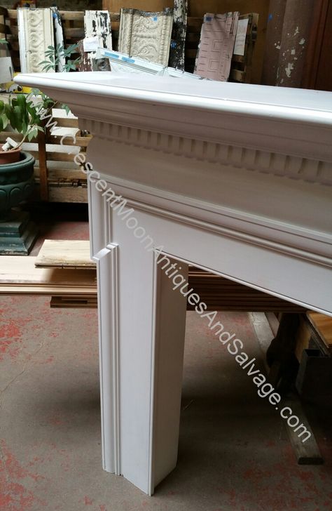 Salvaged pine fireplace mantel,  classic design adorned with dentil molding, modern construction Fireplace Dentil Molding, Fireplace With Dental Molding, Dentil Moulding Fireplace, Fireplace Box, Dental Molding, Dentil Molding, Fireplace Trim, Wooden Mantel, Dentil Moulding