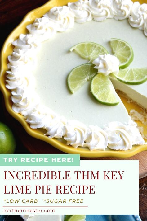 This incredible key lime pie recipe has a light and zingy taste that's so good, you won't believe it's low carb and sugar free! #THMrecipes #THMpierecipe #trimhealthymama Key Lime Recipes, Key Lime Pie Easy, Key Limes, Homemade Graham Cracker Crust, Favorite Pie Recipes, Lime Pie Recipe, Biscuits Graham, Keylime Pie Recipe, Homemade Graham Crackers