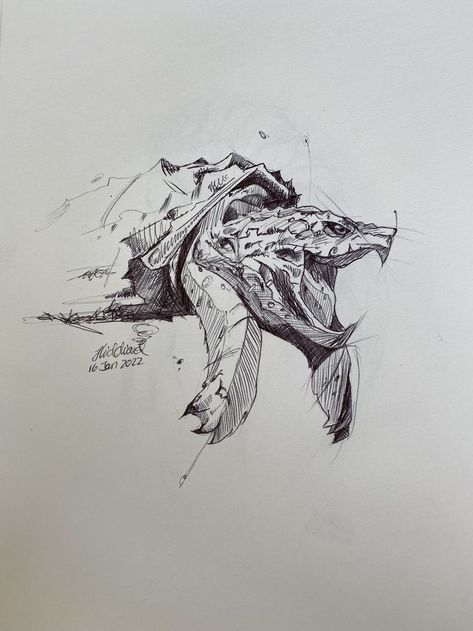 Turtle Sketch, Alligator Snapping Turtle, Art Style Reference, Turtle Drawing, Snapping Turtle, Turtle Tattoo, Sketch Artist, Tattoo Board, Art To Try