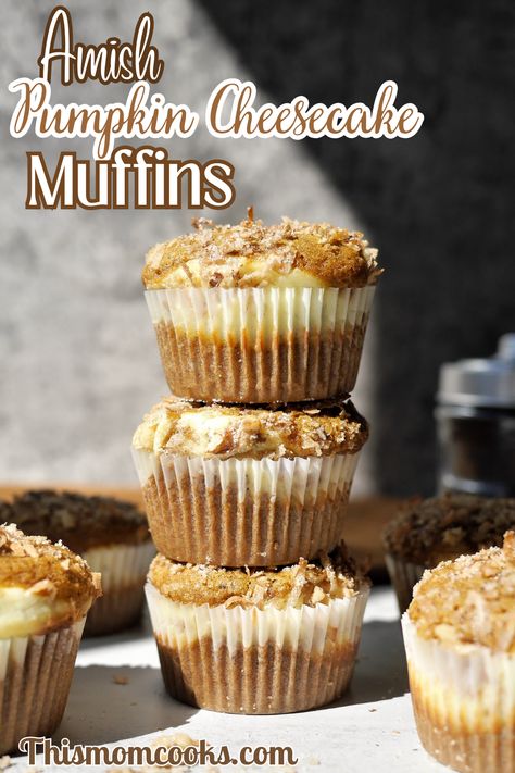 These pumpkin cheesecake muffins are made of a soft textured pumpkin muffin, creamy cheesecake filling and a nutty coconut, cinnamon and sugar topping. The perfect muffin to go with a hot latte or coffee on a chilly fall morning! Pumpkin Cheesecake Muffins, Brunch Party Recipes, Cheesecake Muffins, Crowd Pleasing Recipes, Roast Pumpkin, Best Breakfast Recipes, Pumpkin Cheesecake, Cake Cookies, Brunch Recipes