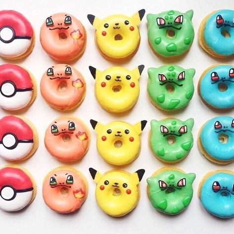 Pokemon Snacks, Pokemon Party Decorations, Australian Desserts, Pokemon Cupcakes, Fancy Donuts, Pokemon Themed Party, Pokemon Birthday Cake, Pokemon Cake, Pokemon Birthday Party