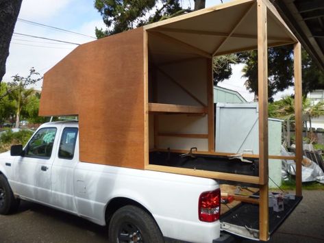 How to Build a Lightweight Truck Camper: A Start-to-Finish Guide Pick Up Truck Food Cart, Ute Camper, Lightweight Truck Campers, Diy Truck Camper, Pickup Canopy, Small Truck Camper, Diy Slide, Diy Truck Bedding, Truck Camper Shells