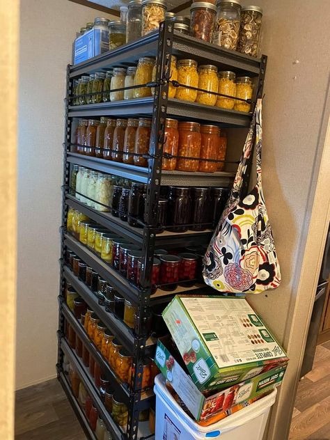 Small Canning Pantry, Pantry Shelves For Canning Jars, Shelves For Canning Jars Storage, Canning Shelf Life, Storage For Canning Jars, Canning Jar Storage Ideas Shelves, Canning Pantry Shelves, Canning Storage Small Space, Canning Shelf Ideas