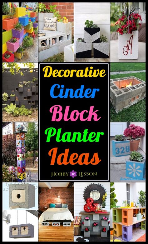 40 Decorative Cinder Block Planter Ideas Cement Block Flower Bed, Cinder Block Fence Ideas, Cinder Block Plant Stand, Decorative Cinder Blocks, Cinderblock Planter, Allotment Inspiration, Cinder Block Garden Wall, Cinder Block Projects, Cinder Block Shelves