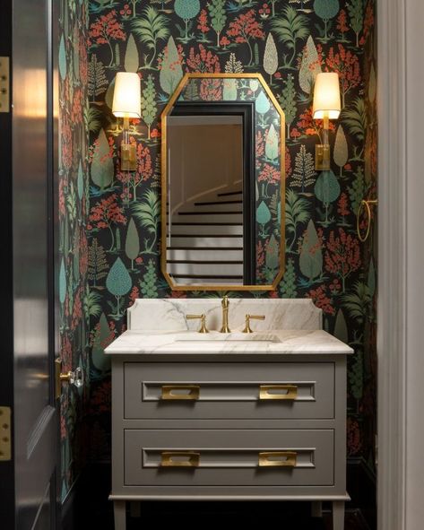 INSPIRATION BOARD – Keystone Millworks, Inc Decorate With Antiques, Moody Bathroom Ideas, Antique Bathroom Ideas, Half Bath Vanity, Vanity Setup, Moody Bathroom, Beautiful Bathroom Vanity, Colorful Bathroom Tile, Different House Styles