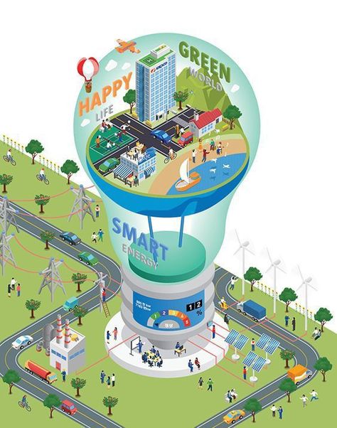 Energy Conservation Poster, Science Exhibition, Ecology Design, Isometric Design, Isometric Illustration, City Illustration, Smart City, Recipe Inspiration, Art Drawings For Kids