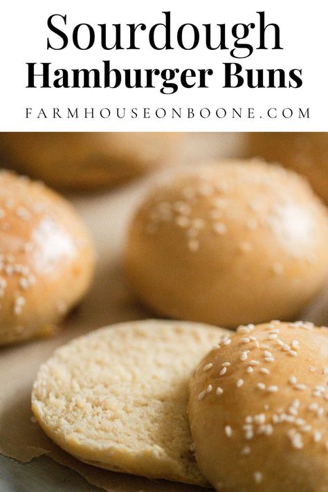 Sourdough Hamburger Buns, Sourdough Buns, Homemade Sourdough Bread Recipes, Hamburger Bun Recipe, Homemade Hamburger Buns, Recipe Using Sourdough Starter, Sourdough Bread Starter, Bread Buns, Sourdough Starter Discard Recipe