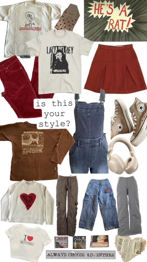 Radiohead Shirt Outfit, Abbycore Outfits, Mitski Outfits, Mitski Shirt, Lana Outfits, French Core, Fred Weasley, Vintage Hippie, Radiohead